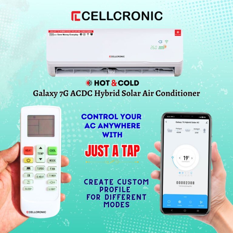Galaxy 7G Hybrid AC/DC Solar Air Conditioner 1 Ton Cellcronic Inverter
